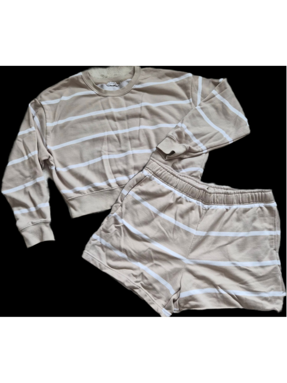 Women's Jockey Striped Pajama Set Beige White XL